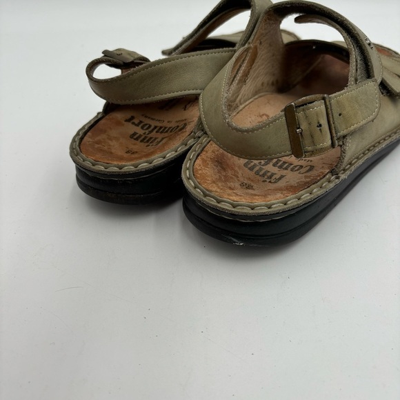 Finn Comfort Women’s 38 Green Leather Made in Germany Sylt Sandals - Picture 5 of 7